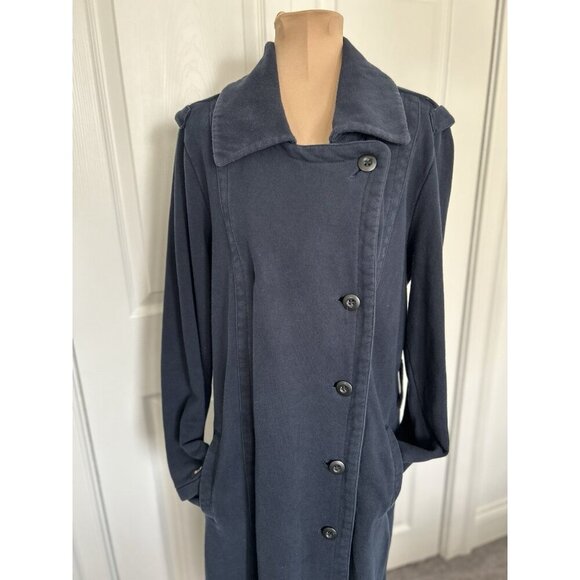 Converse One Star Womens Collared Full Length Heavy Cotton Coat Navy Blue Size M - Picture 2 of 13